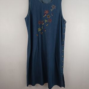 Victoria Jones embroidered denim blue  Dress size 2X